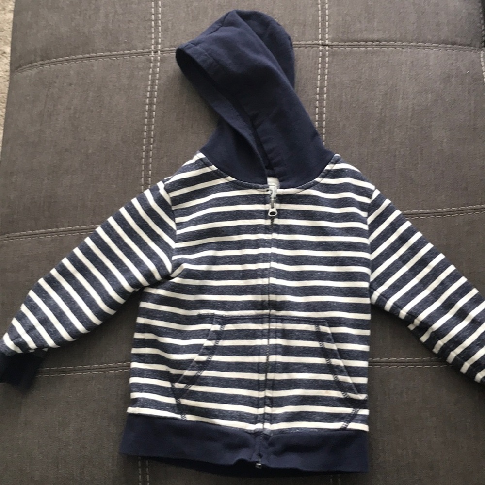 Navy blue striped zip hoodie